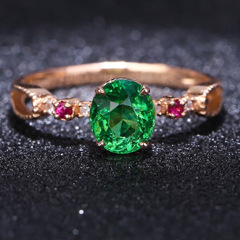 14k Gold 1.2 Ct Natural Tsavorite Ring: Ref:231030238 // gold content:14k gold // ring size:7. 25us // // main gemstone:tsavorite // shape:oval // carat weight:1. 2ct // color:green // treatment:natural // Low Estimate: 2400 Condition: New
