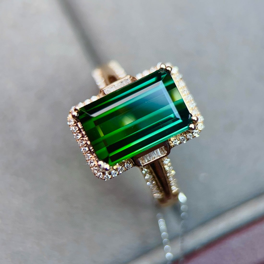 14k Gold 4.24 Ctw Natural Tourmaline & Diamond Ring - 5