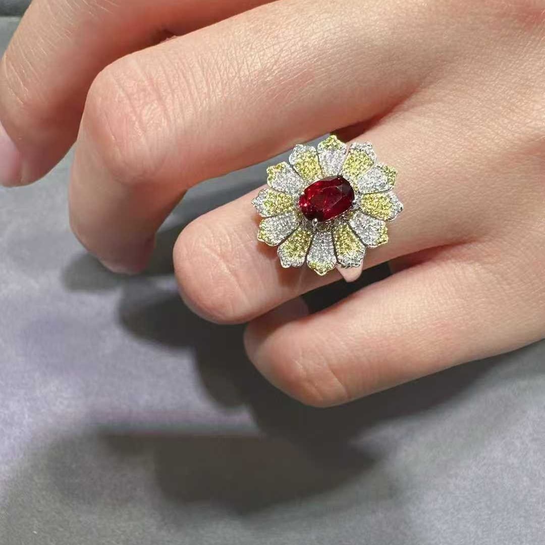 14k Gold 1.05 Ct Natural Ruby & Diamond Ring - 3