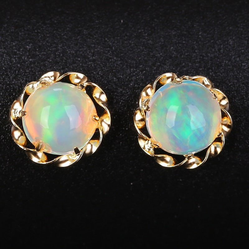14k Gold 1 Ct Natural Opal Earrings (1 of 6)