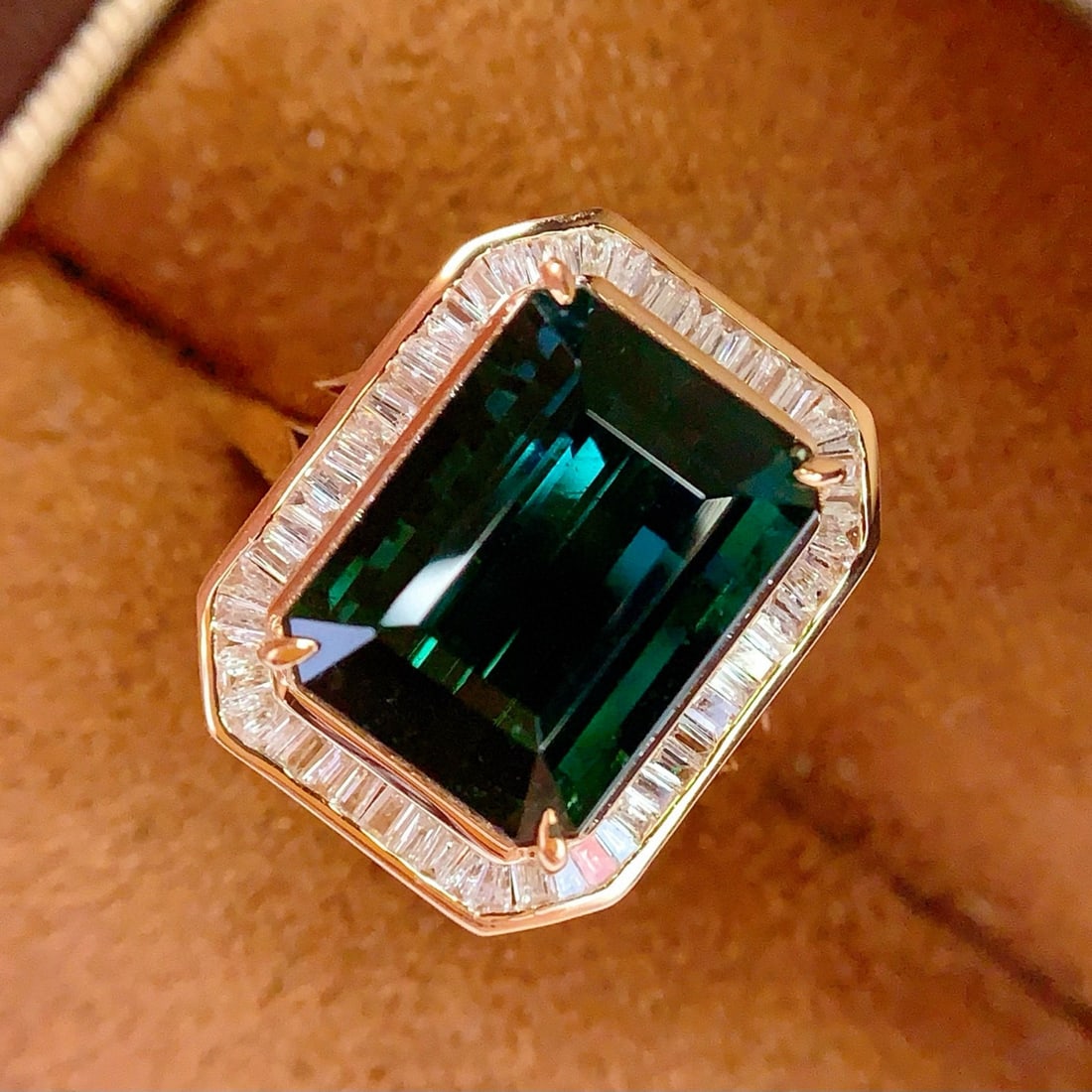 14k Gold 7.66 Ct Natural Tourmaline & Diamond Ring - 5