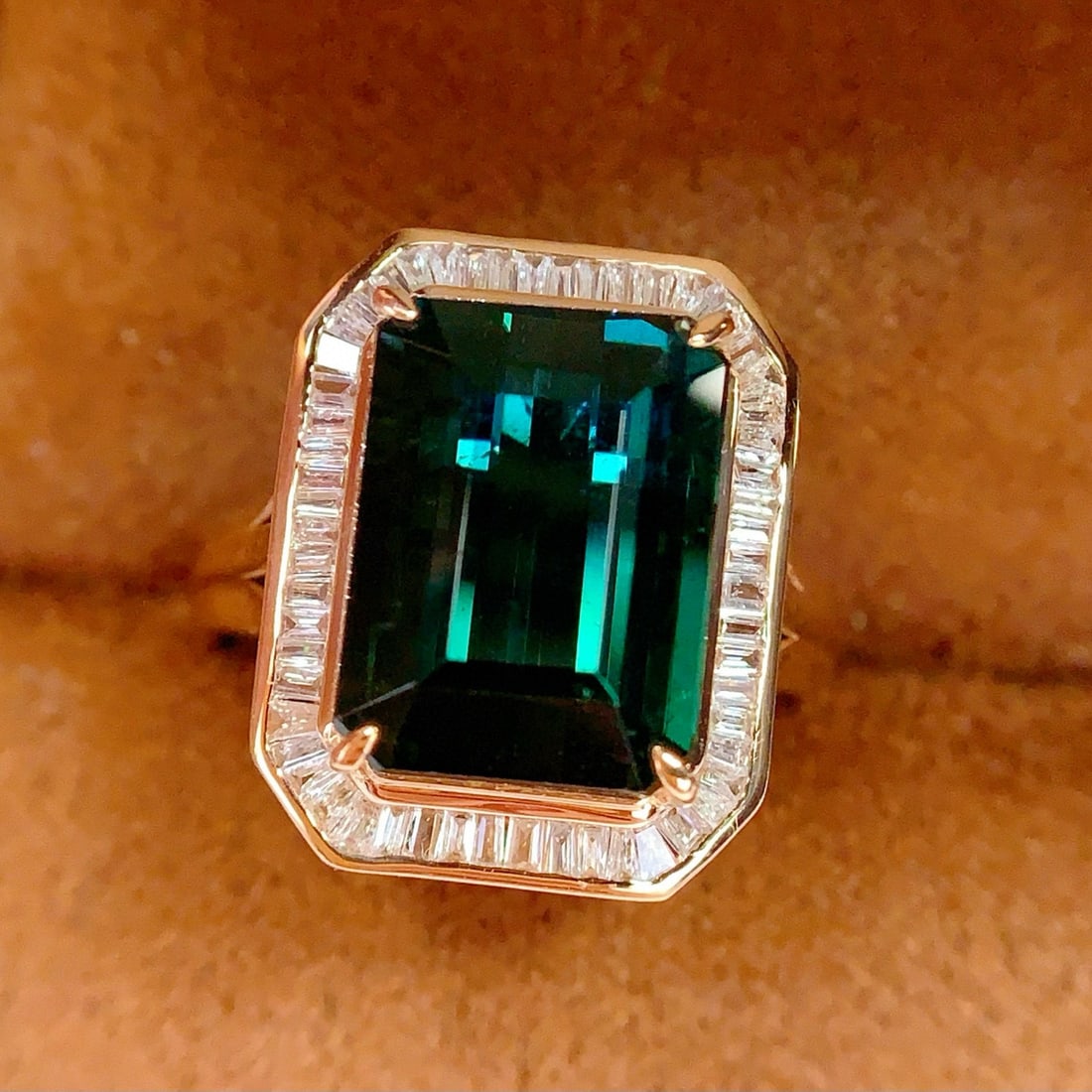14k Gold 7.66 Ct Natural Tourmaline & Diamond Ring - 6
