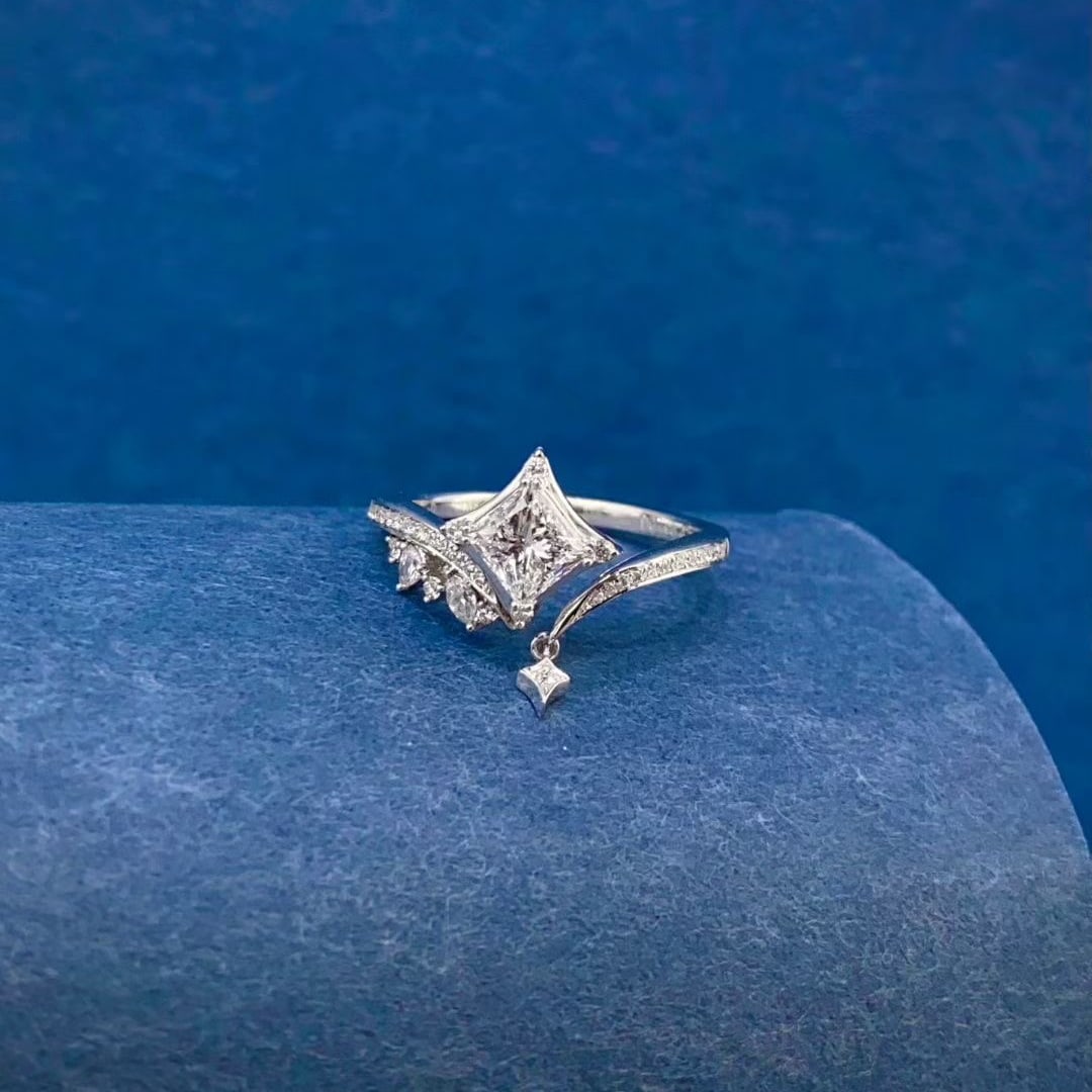 Gia Certified 14k Gold 0.91 Ctw Natural F Si1 Princess Diamond Ring - 2