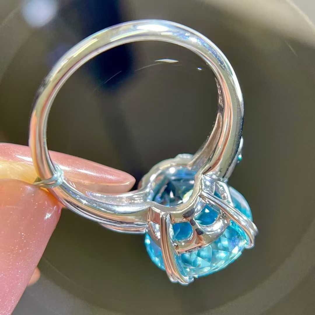14k Gold 7.60 Ctw Natural Aquamarine & Diamond Ring - 6