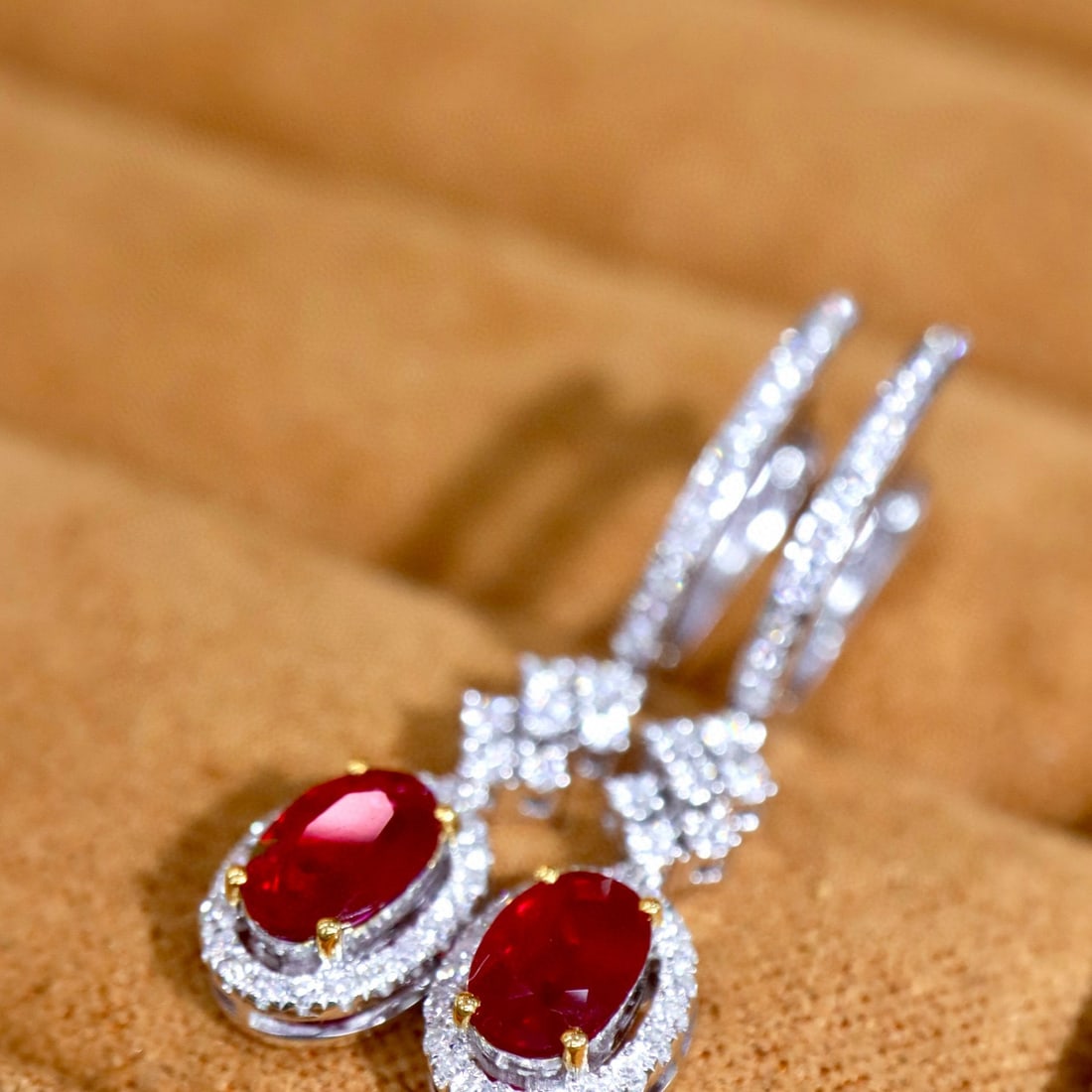 14k Gold 1.4 Ctw Natural Ruby & Diamond Earrings - 2