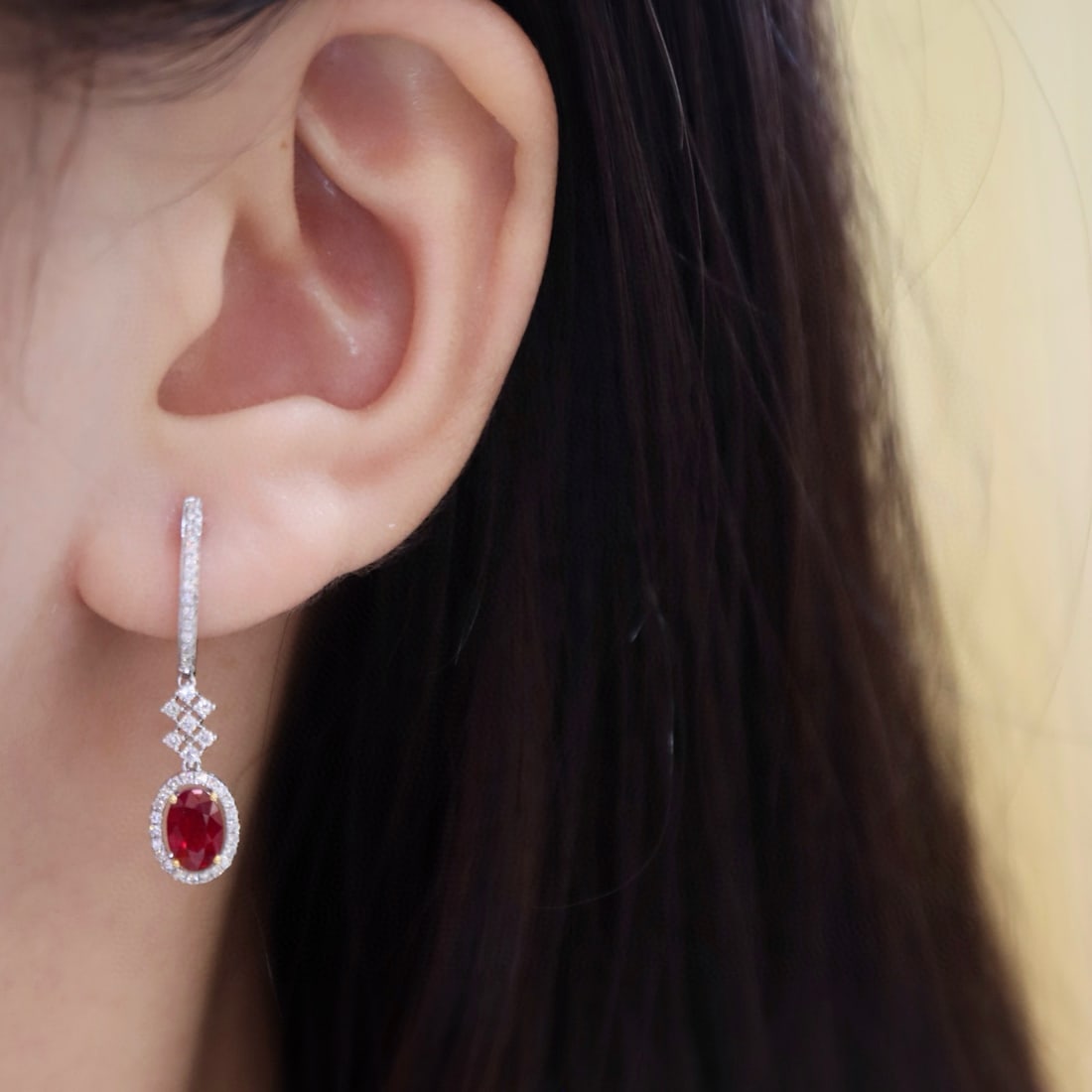 14k Gold 1.4 Ctw Natural Ruby & Diamond Earrings - 4
