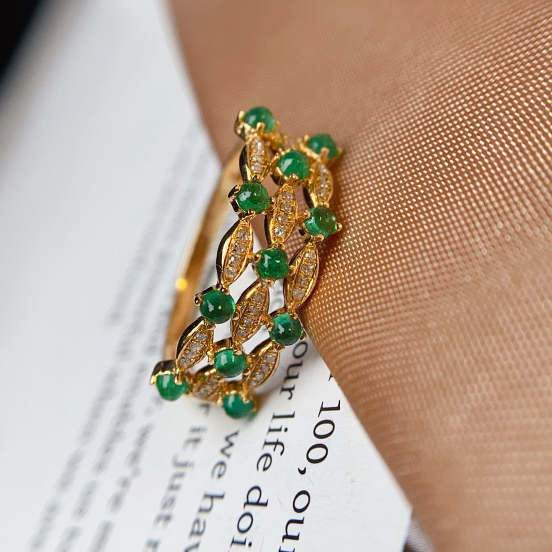 14k Gold 1.00 Ct Natural Emerald & Diamond Ring - 3