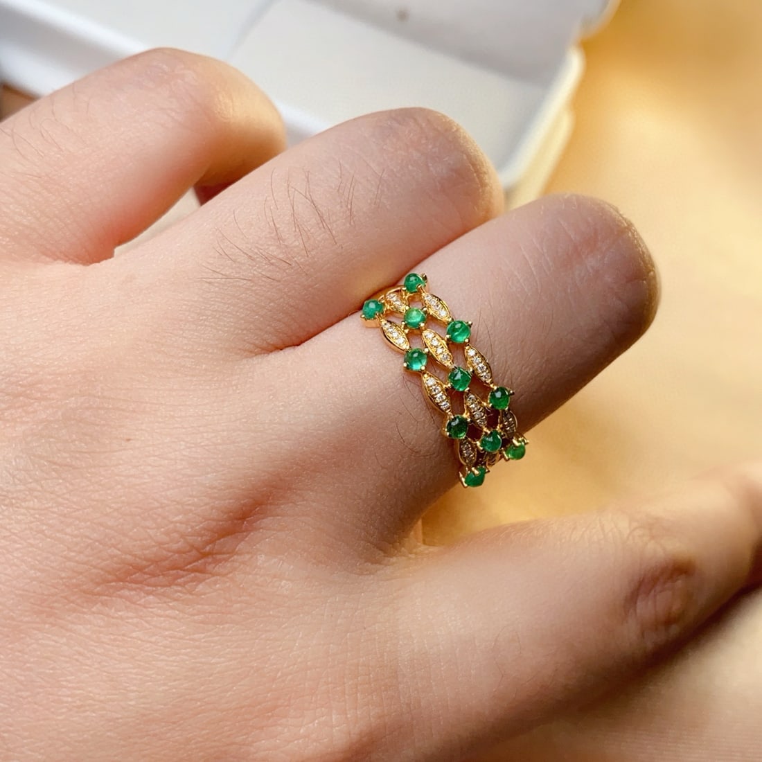 14k Gold 1.00 Ct Natural Emerald & Diamond Ring - 6
