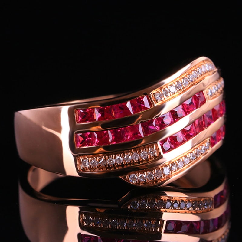 14k Gold 0.77 Ctw Natural Ruby & Diamond Ring - 2