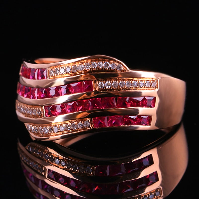 14k Gold 0.77 Ctw Natural Ruby & Diamond Ring - 3