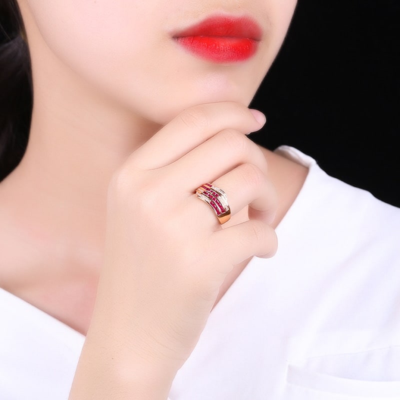 14k Gold 0.77 Ctw Natural Ruby & Diamond Ring - 4
