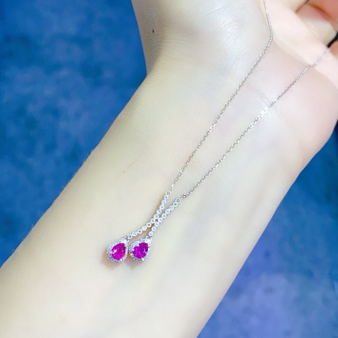 14k Gold 0.8 Ct Natural Ruby & Diamond Necklace - 3