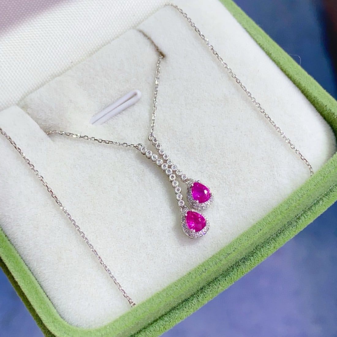 14k Gold 0.8 Ct Natural Ruby & Diamond Necklace - 5
