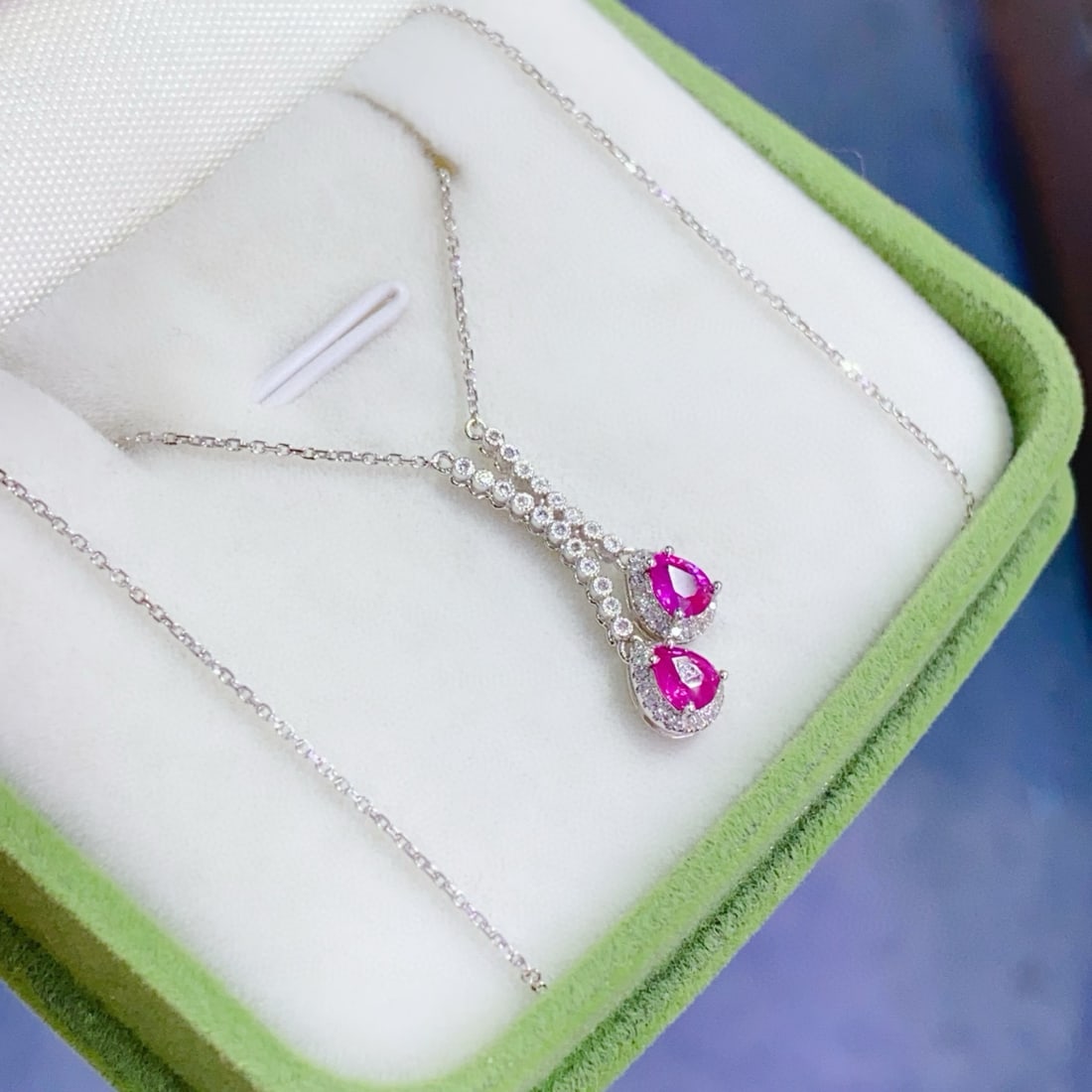 14k Gold 0.8 Ct Natural Ruby & Diamond Necklace - 6