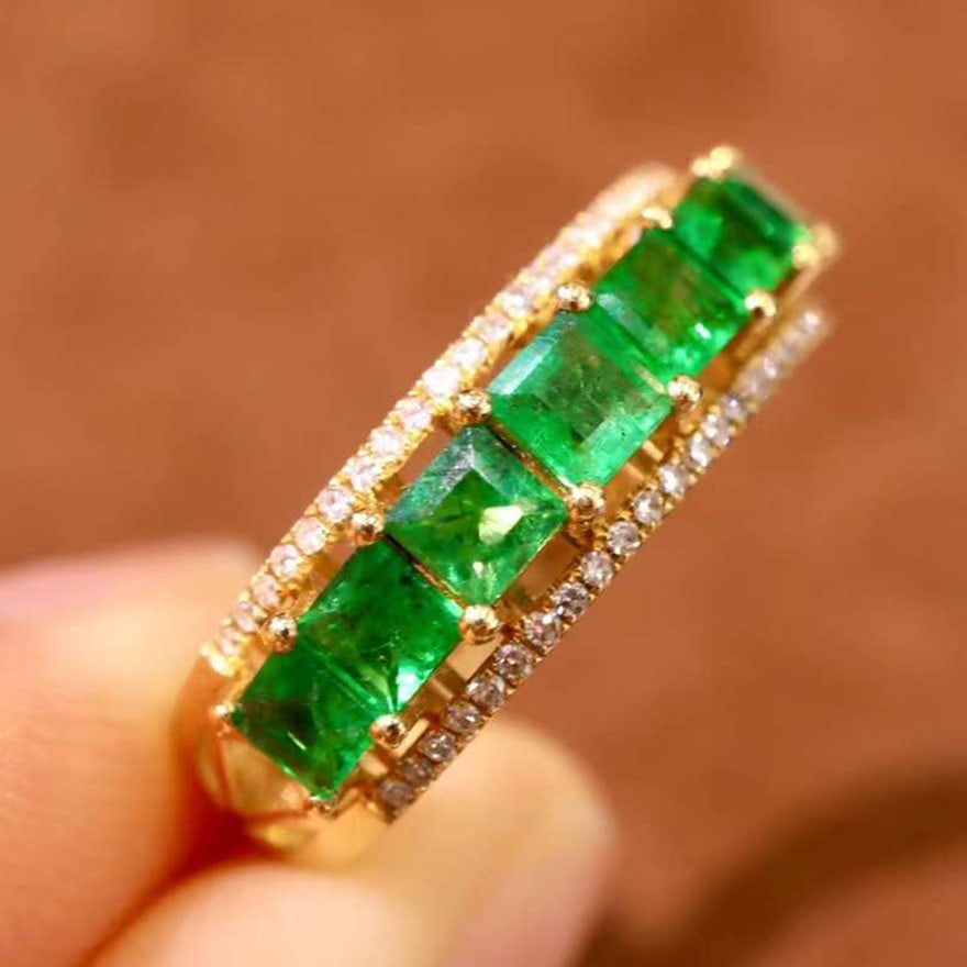 14k Gold 1.54 Ctw Natural Emerald & Diamond Ring - 2