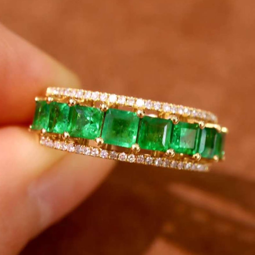 14k Gold 1.54 Ctw Natural Emerald & Diamond Ring - 3