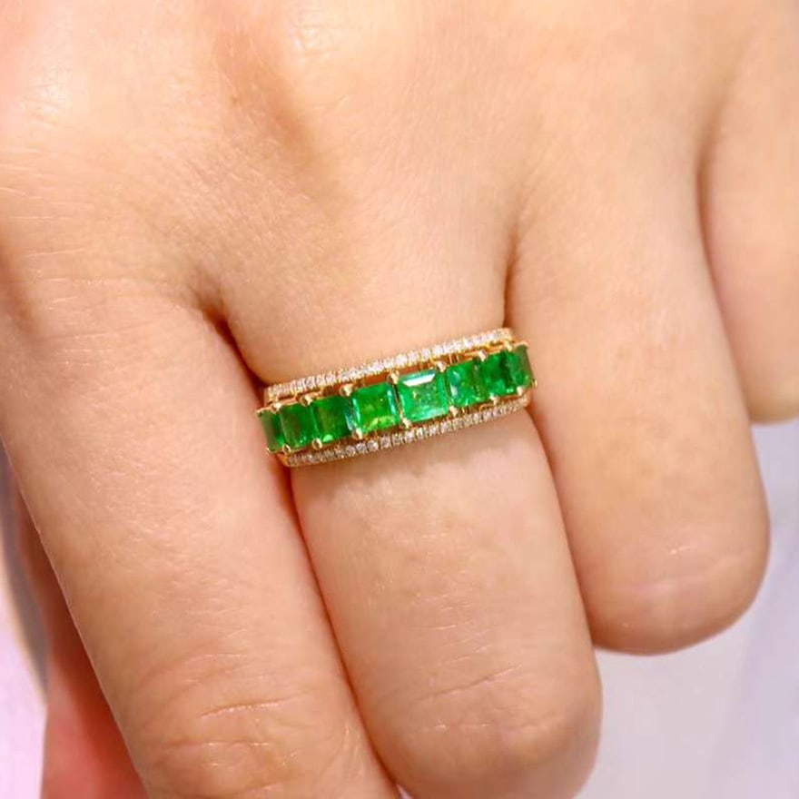 14k Gold 1.54 Ctw Natural Emerald & Diamond Ring - 5