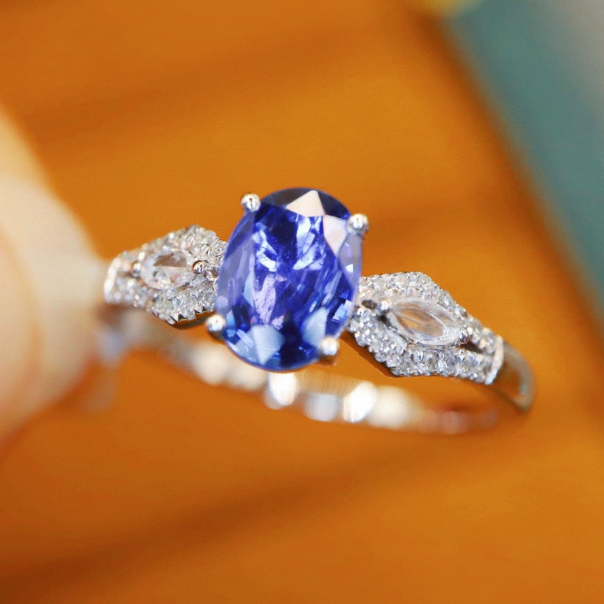 14k Gold 0.97 Ctw Natural Sapphire & Diamond Ring - 2