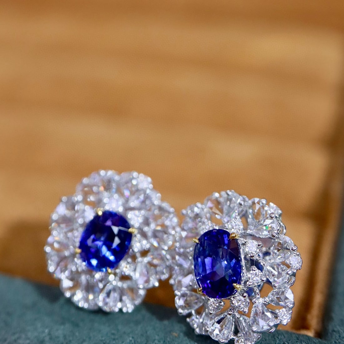 14k Gold 2.2 Ctw Natural Sapphire & Diamond Earrings - 3