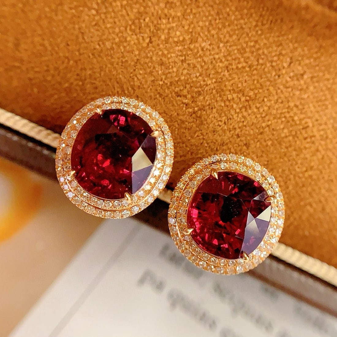 14k Gold 5 Ct Natural Tourmaline & Diamond Earrings - 3