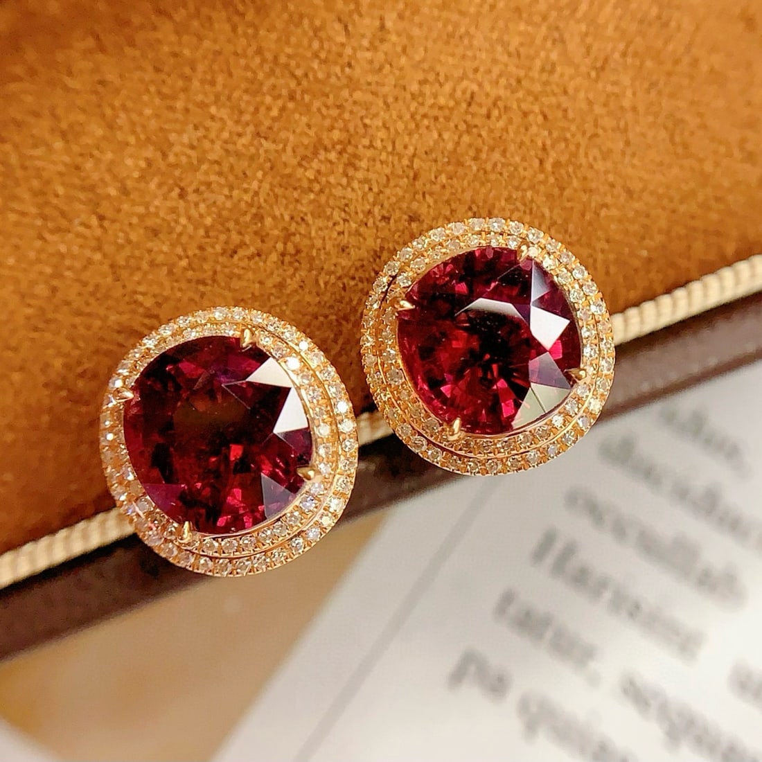 14k Gold 5 Ct Natural Tourmaline & Diamond Earrings - 6