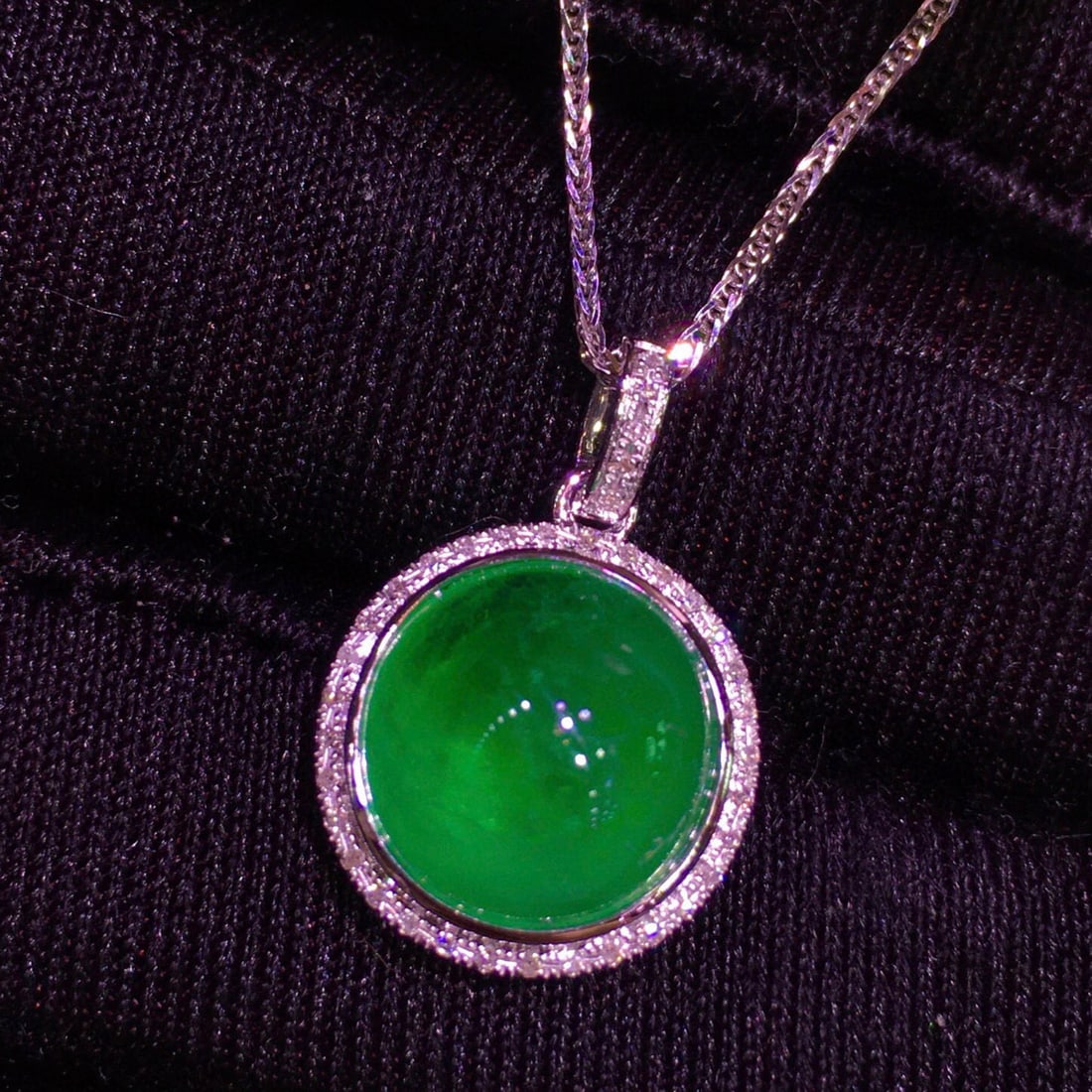 14k Gold 5.81 Ct Vivid Green Natural Emerald & Diamond Pendant( Without Chain ) - 2