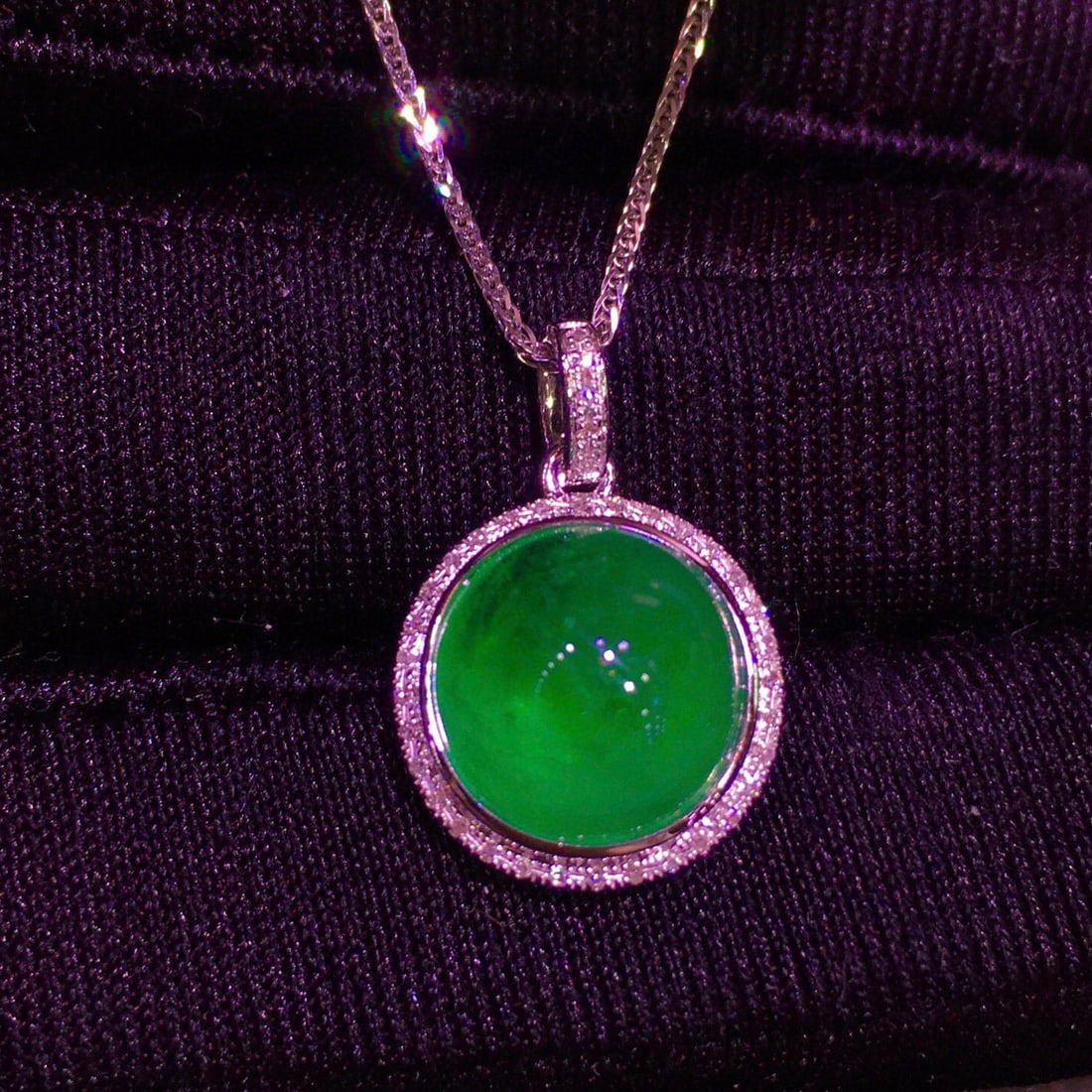 14k Gold 5.81 Ct Vivid Green Natural Emerald & Diamond Pendant( Without Chain ) - 3