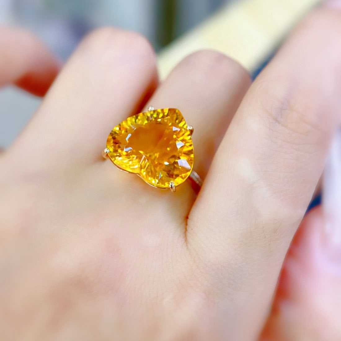 14k Gold 9.25 Ctw Natural Citrine & Diamond Ring - 2