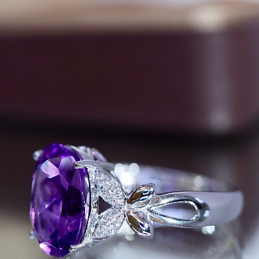14k Gold 2.43 Ctw Natural Amethyst & Diamond Ring - 2