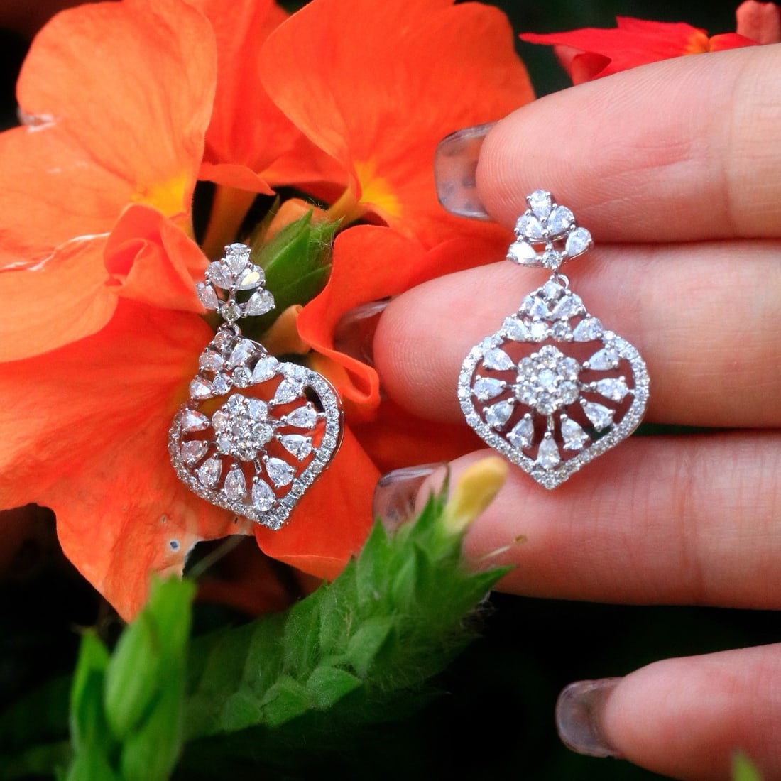 14k Gold 2 Ct Natural H Diamond Earrings - 5