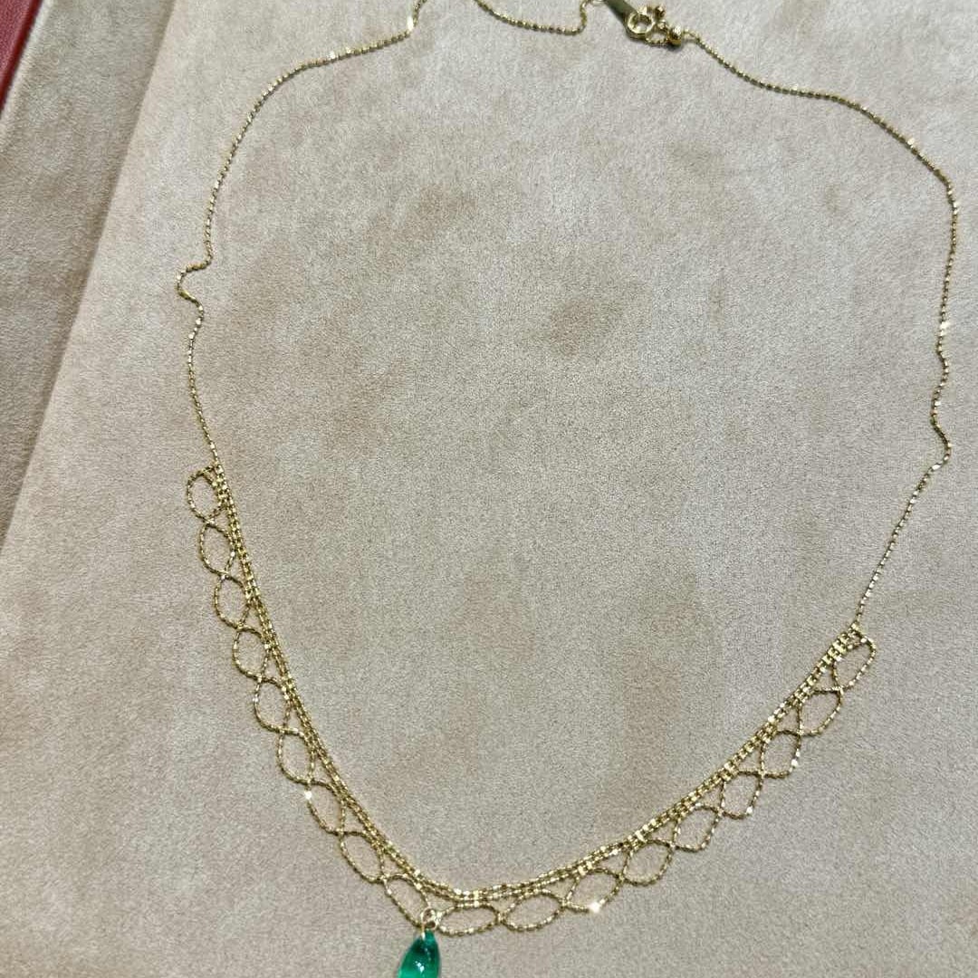 14k Gold 3 Ct Natural Emerald Necklace - 3