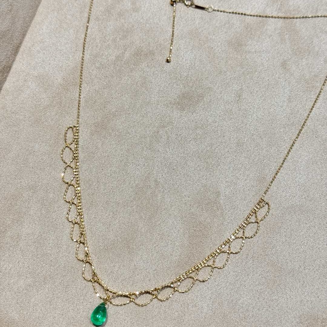 14k Gold 3 Ct Natural Emerald Necklace - 6