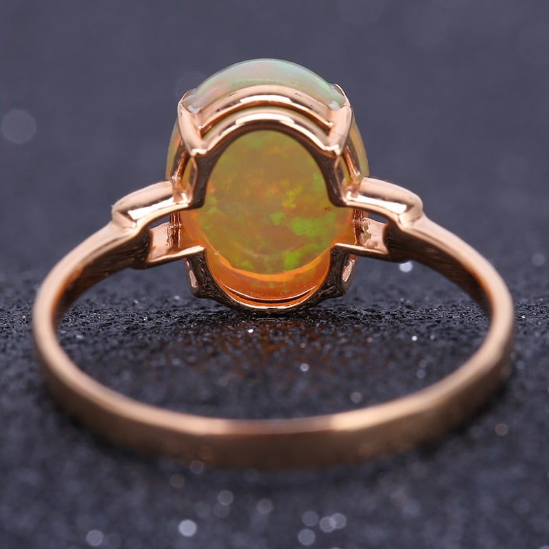14k Gold 2 Ct Natural Opal & Diamond Ring - 4