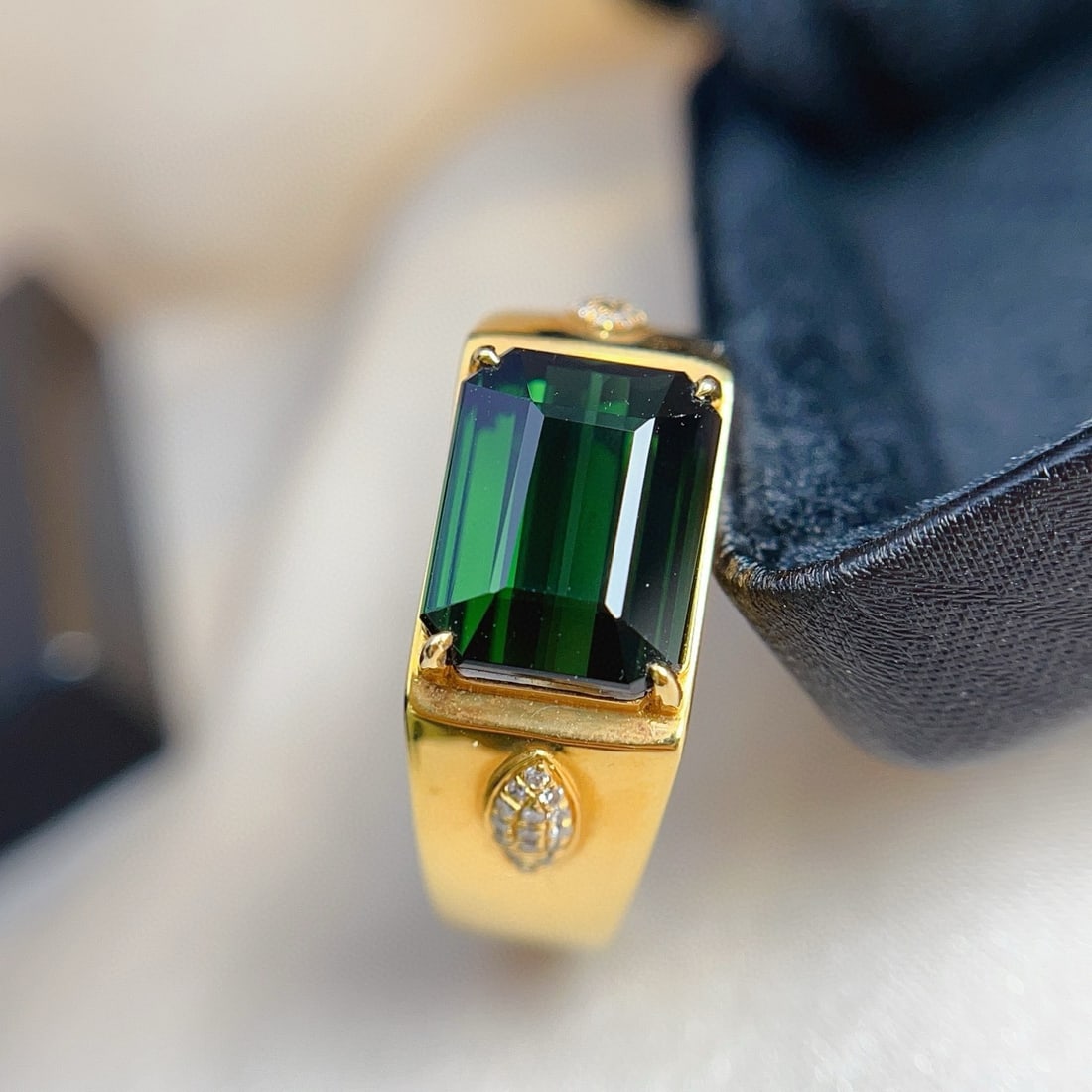 14k Gold 4.65 Ct Natural Tourmaline & Diamond Men¡¯s Ring - 5
