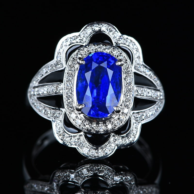 14k Gold 2.63 Ct Natural Sapphire & Diamond Ring (1 of 5)