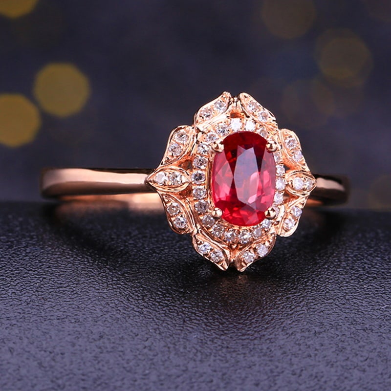 14k Gold 0.74 Ctw Natural Ruby & Diamond Ring - 2