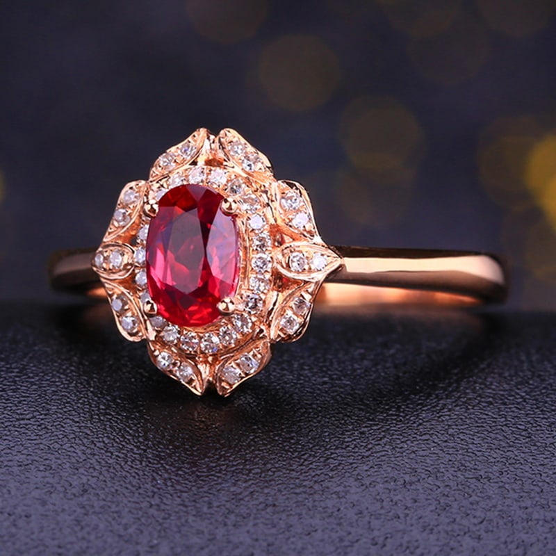 14k Gold 0.74 Ctw Natural Ruby & Diamond Ring - 3