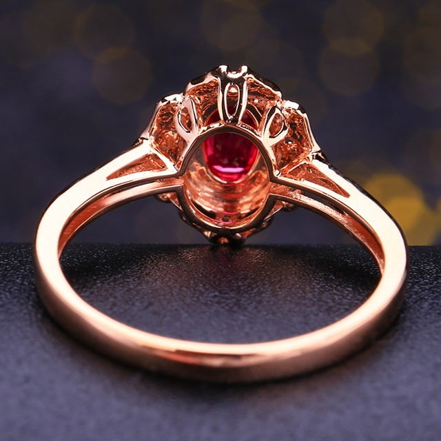 14k Gold 0.74 Ctw Natural Ruby & Diamond Ring - 4