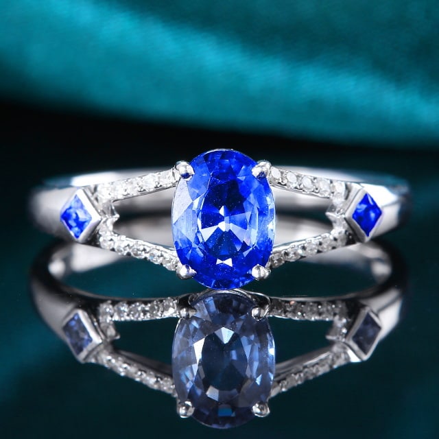 14k Gold 1.27 Ctw Natural Sapphire & Diamond Ring - 2