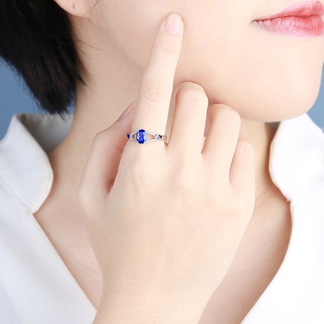 14k Gold 1.27 Ctw Natural Sapphire & Diamond Ring - 3