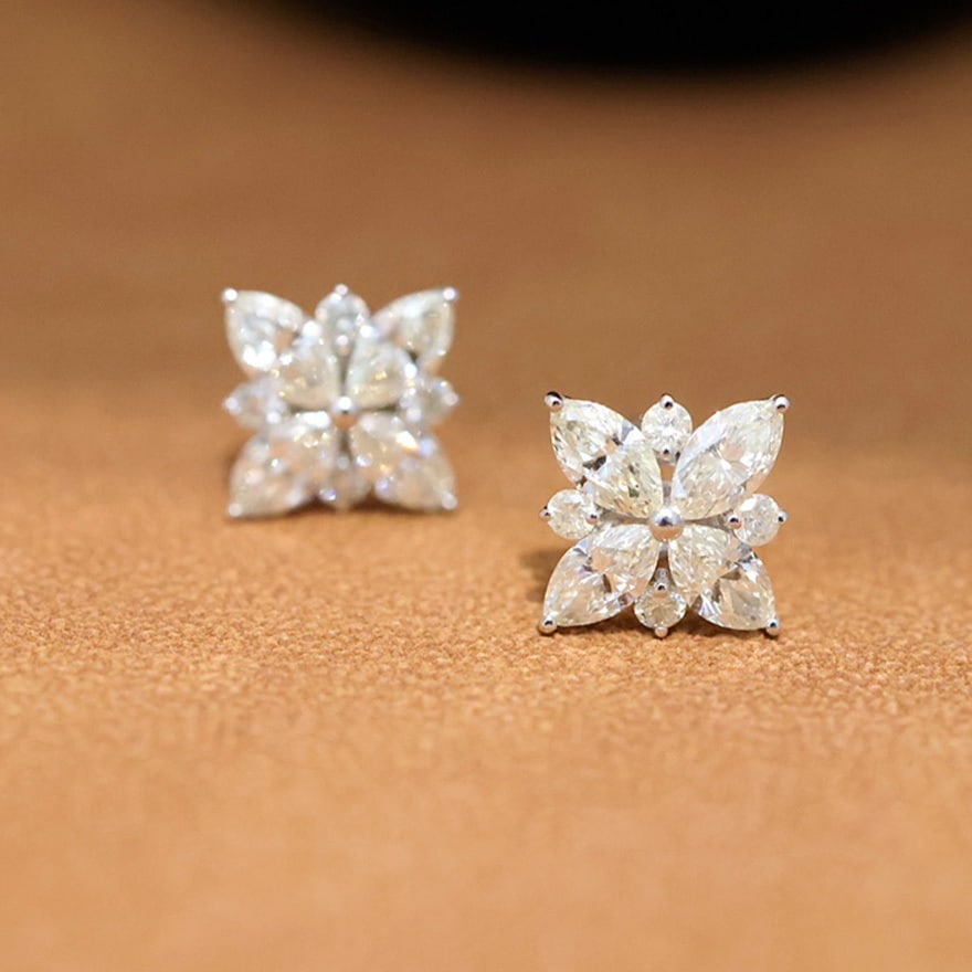 14k Gold 1.3 Ct Natural H Diamond Earrings - 6