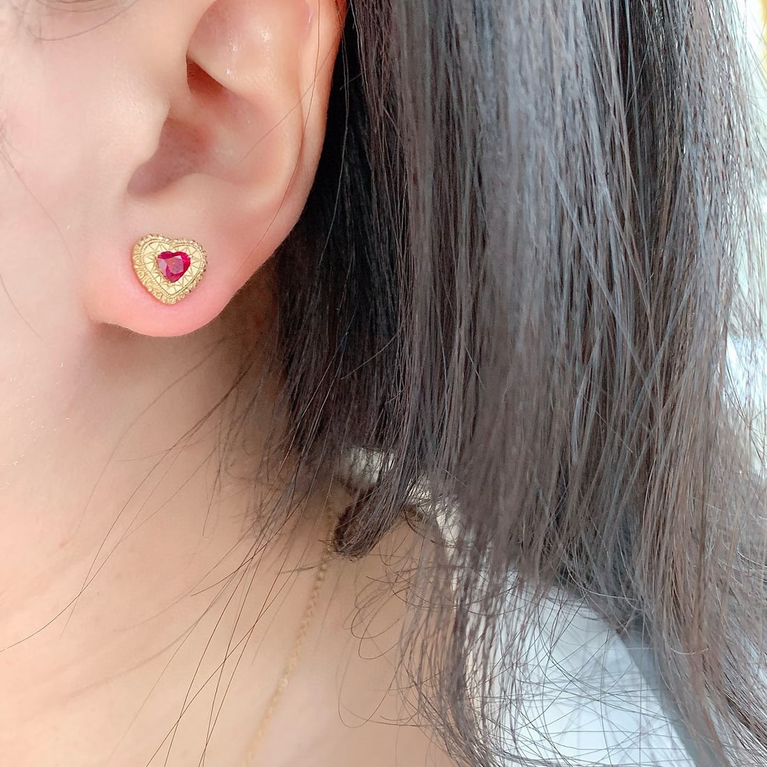 14k Gold 0.53 Ct Natural Ruby Earrings - 5