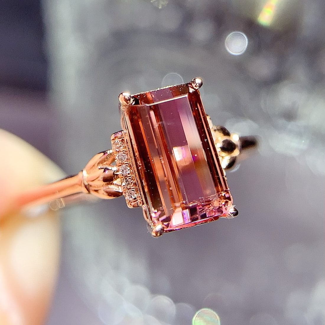 14k Gold 2.05 Ct Natural Tourmaline & Diamond Ring - 3