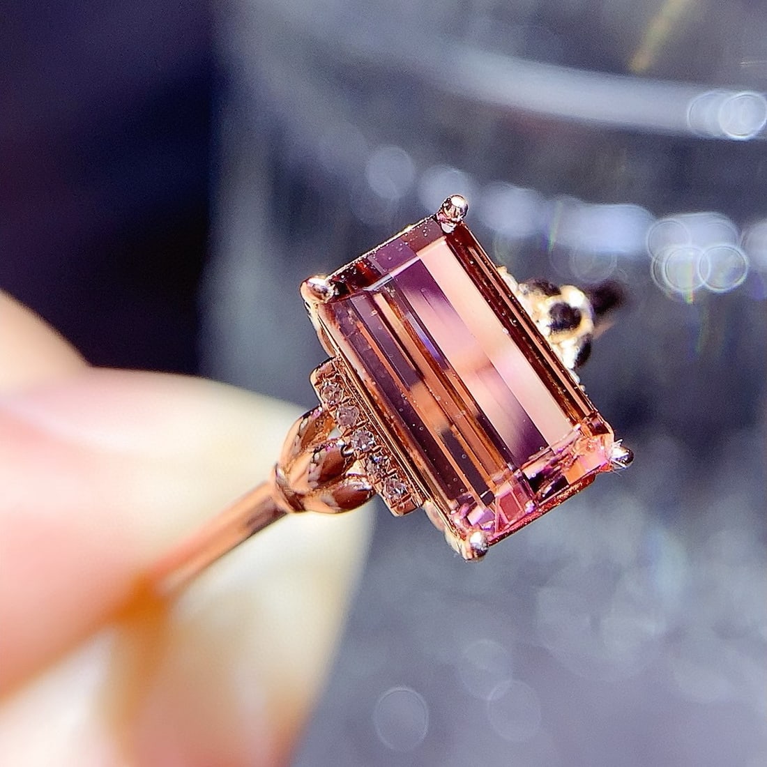 14k Gold 2.05 Ct Natural Tourmaline & Diamond Ring - 4