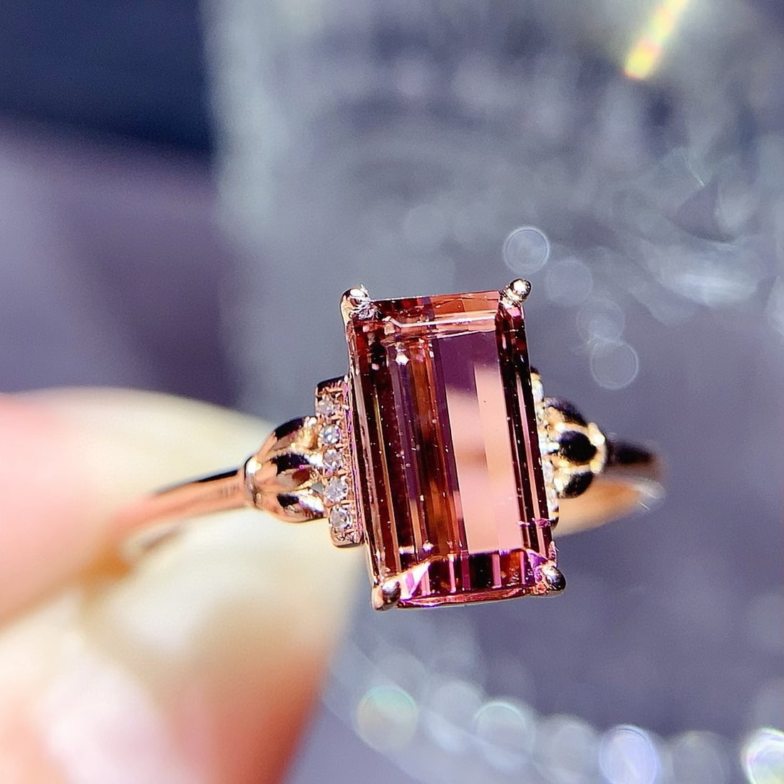 14k Gold 2.05 Ct Natural Tourmaline & Diamond Ring - 5