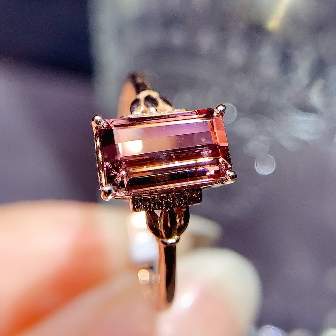 14k Gold 2.05 Ct Natural Tourmaline & Diamond Ring - 6