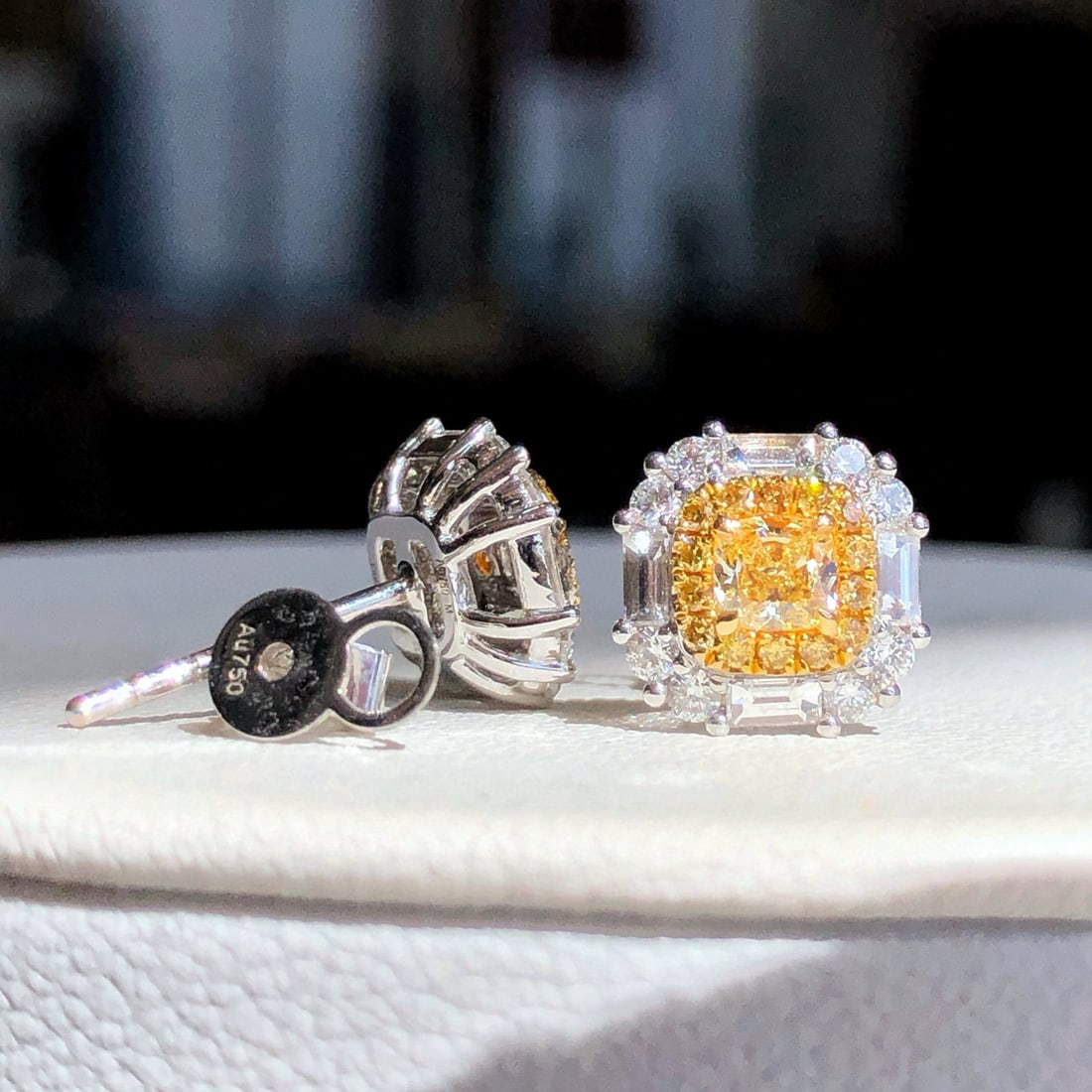 14k Gold 1.25 Ctw Natural Yellow Diamond & Diamond Earrings - 4