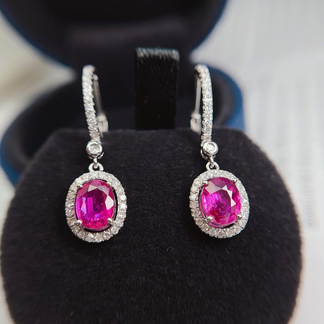 14k Gold 2.15 Ct Natural Ruby & Diamond Earrings - 2