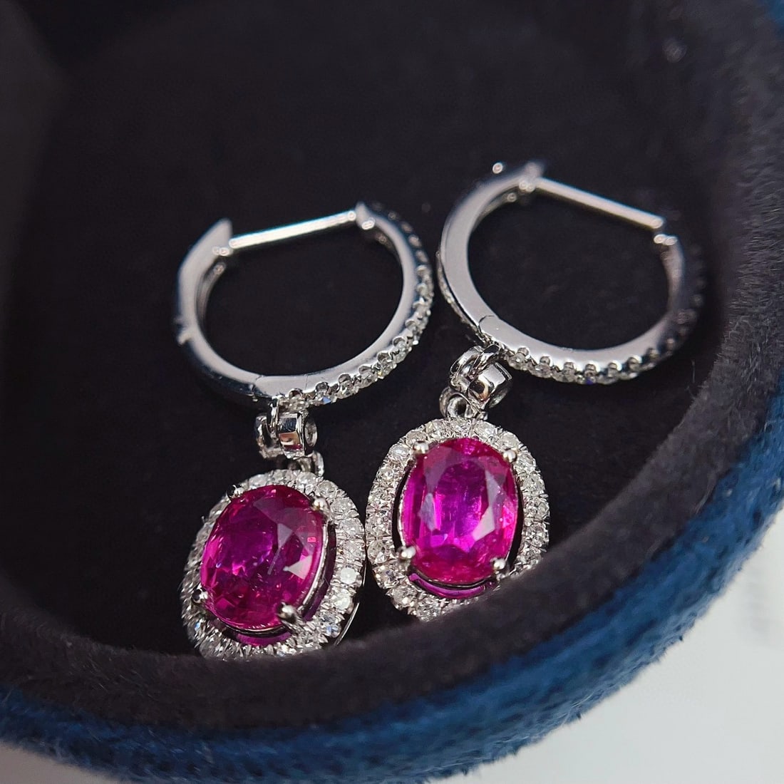 14k Gold 2.15 Ct Natural Ruby & Diamond Earrings - 4