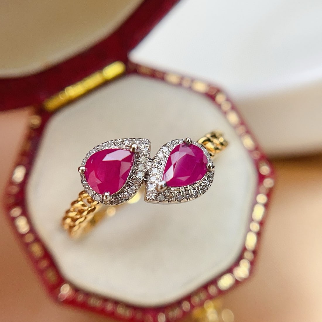 14k Gold 0.93 Ct Natural Ruby & Diamond Ring - 3